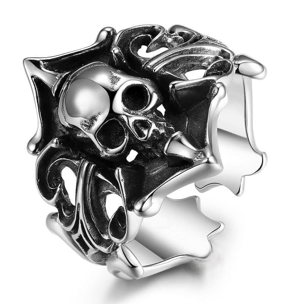 OIDIMS Vintage Skull Pirate Open Rings Sterling Silver